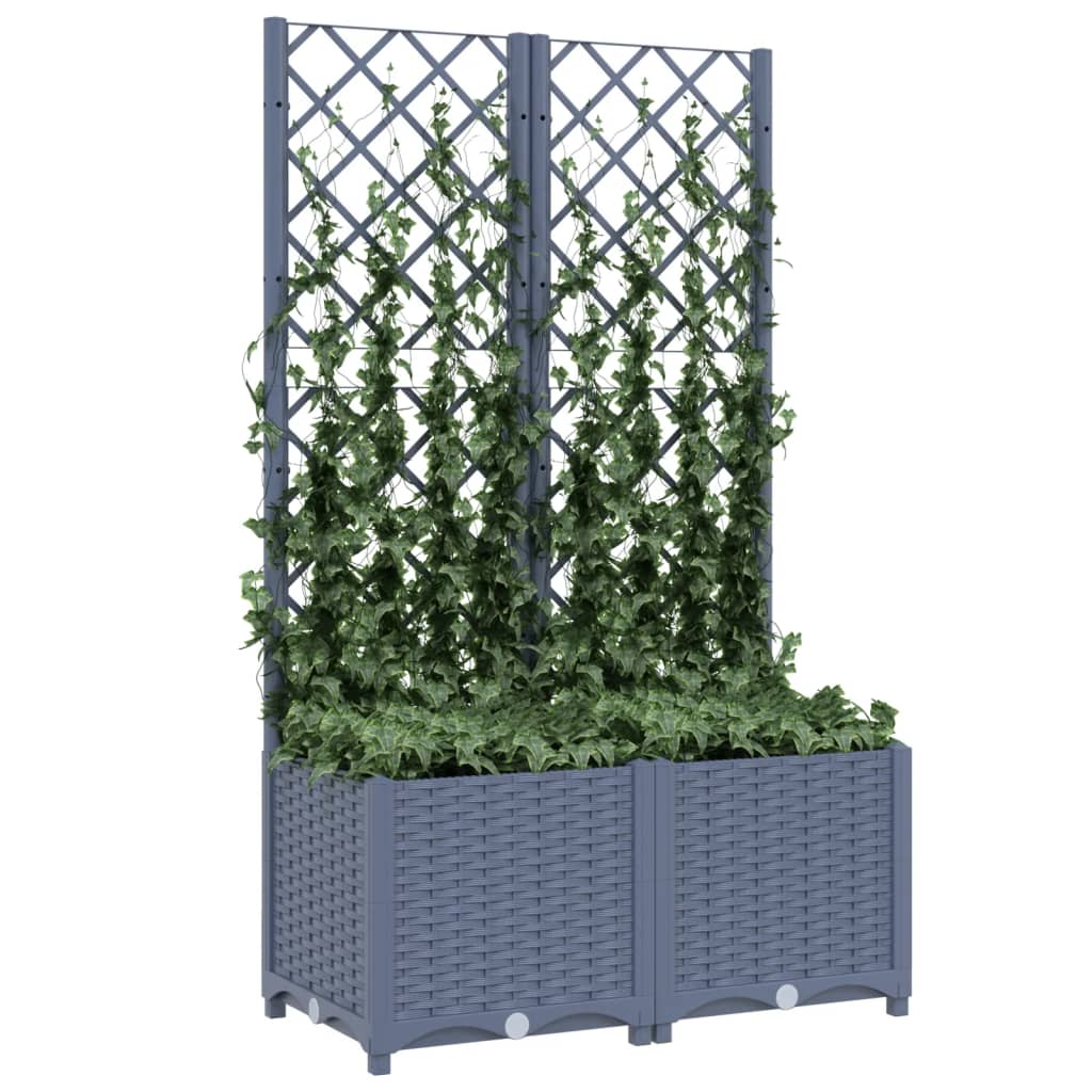 Plantenbak met latwerk 80x40x136 cm polypropeen donkergrijs