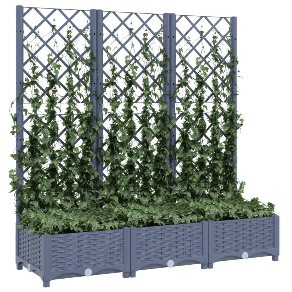 Plantenbak met latwerk 120x40x121,5 cm polypropeen donkergrijs