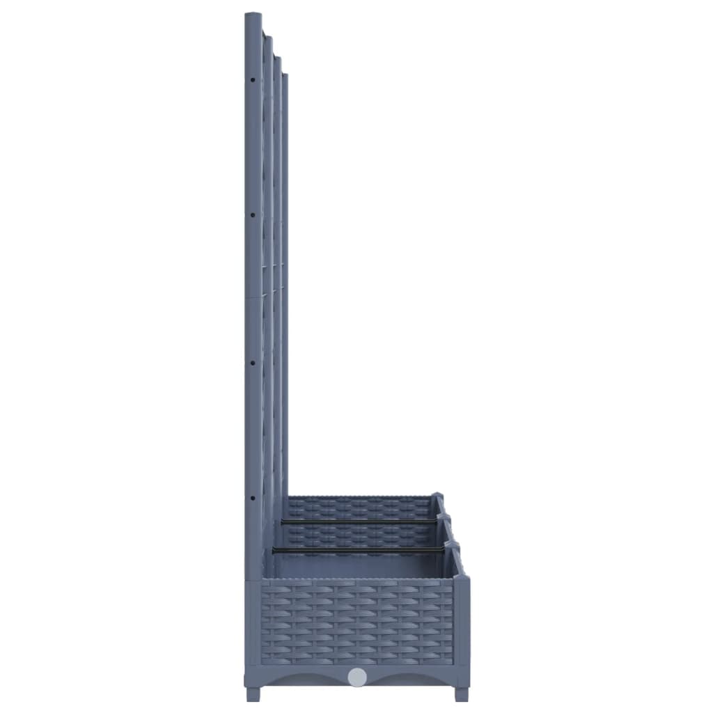 Plantenbak met latwerk 120x40x121,5 cm polypropeen donkergrijs