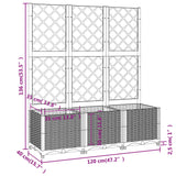 Plantenbak met latwerk 120x40x136 cm polypropeen donkergrijs