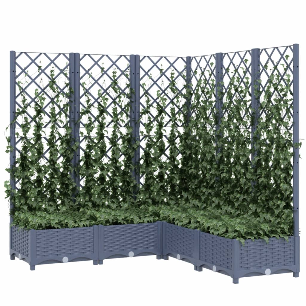 Plantenbak met latwerk 120x120x121,5 cm polypropeen donkergrijs