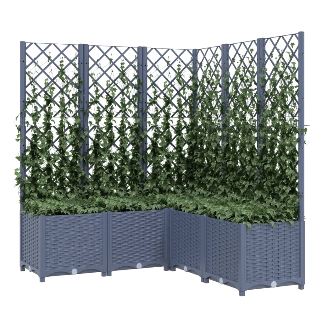 Plantenbak met latwerk 120x120x136 cm polypropeen donkergrijs