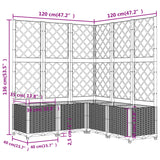 Plantenbak met latwerk 120x120x136 cm polypropeen donkergrijs