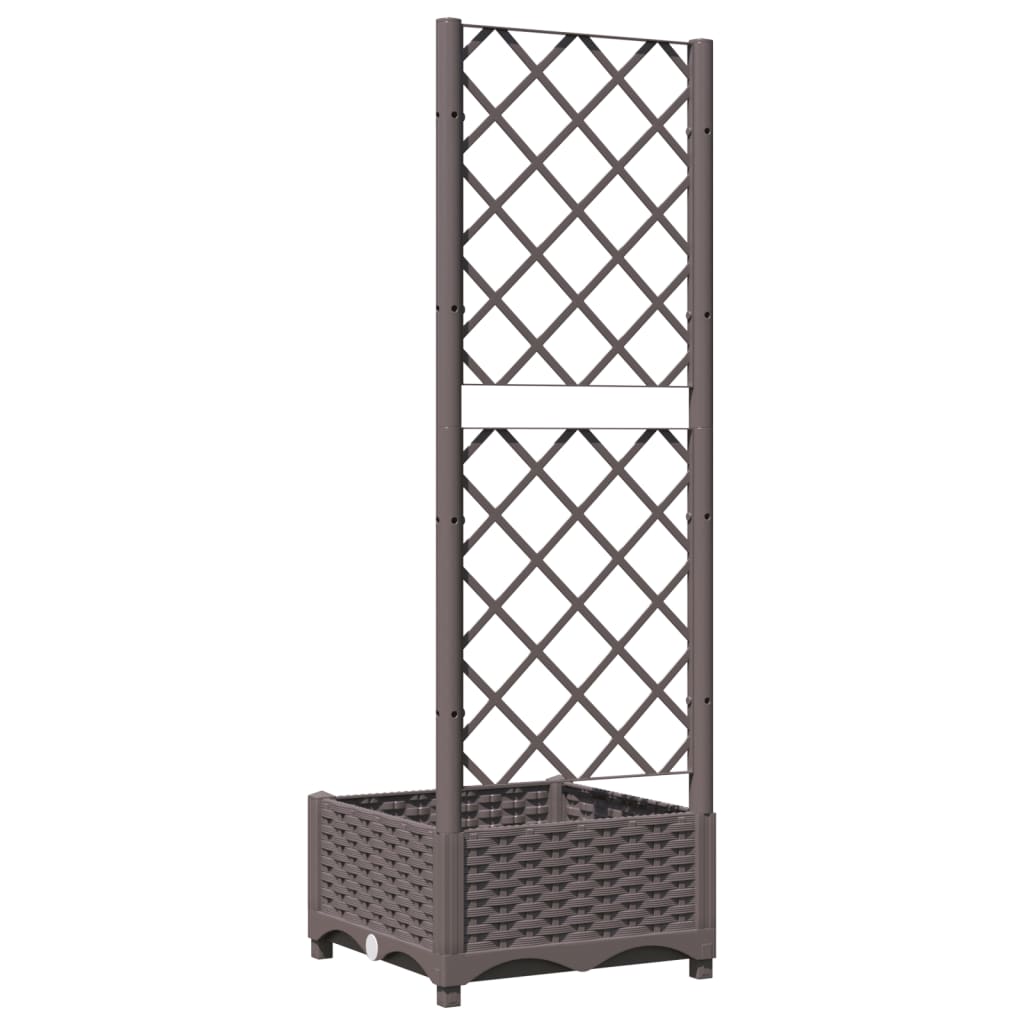 Plantenbak met latwerk 40x40x121,5 cm polypropeen bruin