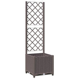 Plantenbak met latwerk 40x40x136 cm polypropeen bruin