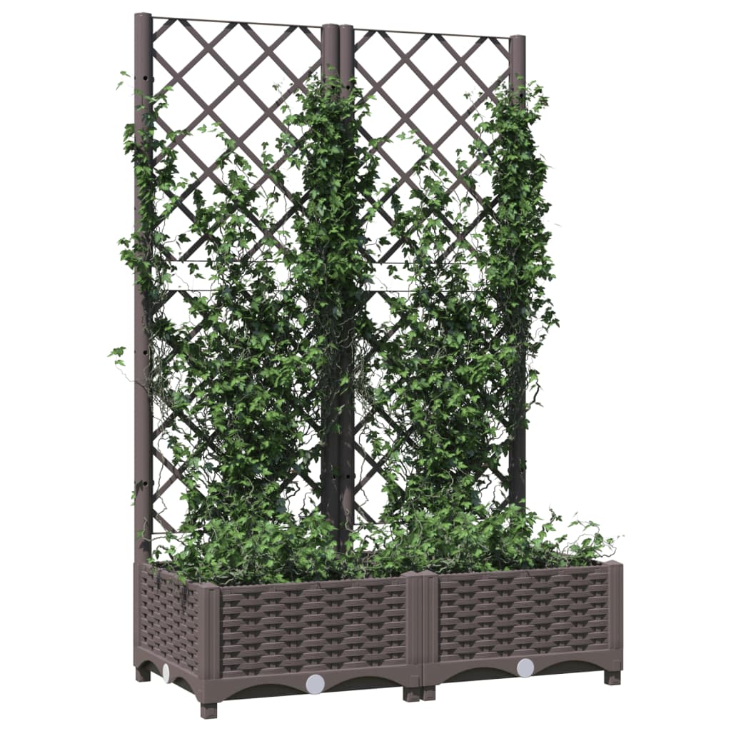 Plantenbak met latwerk 80x40x121,5 cm polypropeen bruin