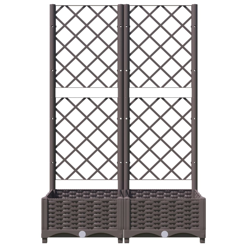 Plantenbak met latwerk 80x40x121,5 cm polypropeen bruin