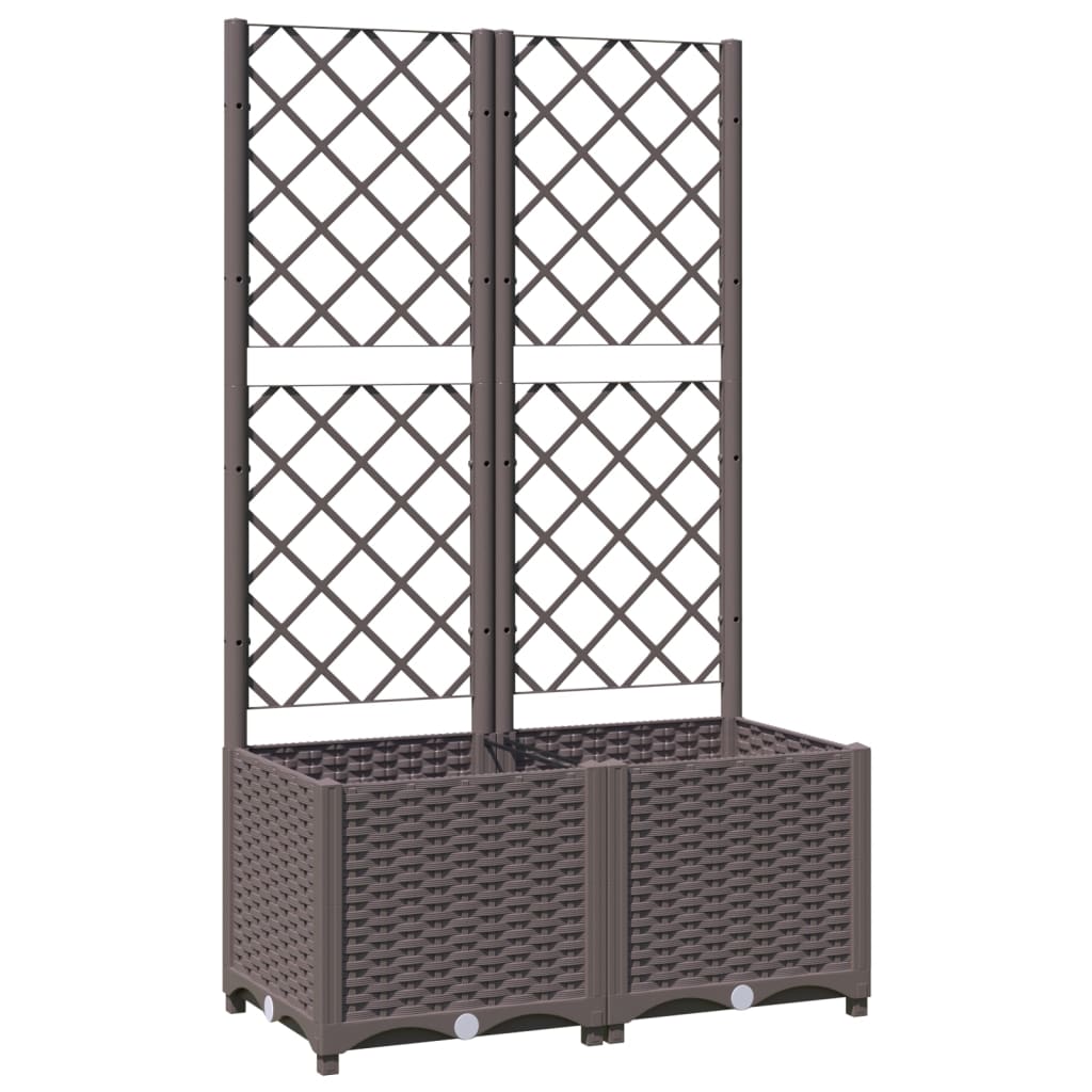 Plantenbak met latwerk 80x40x136 cm polypropeen bruin