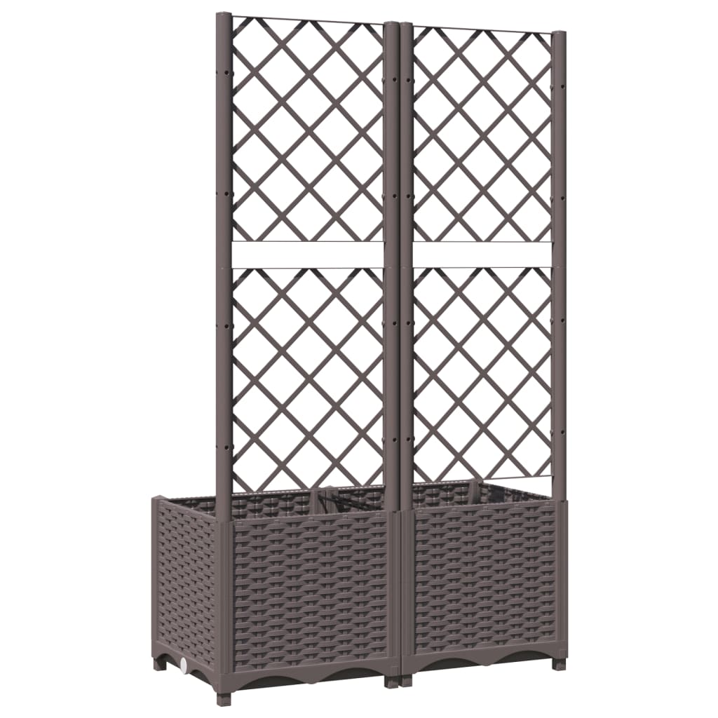 Plantenbak met latwerk 80x40x136 cm polypropeen bruin