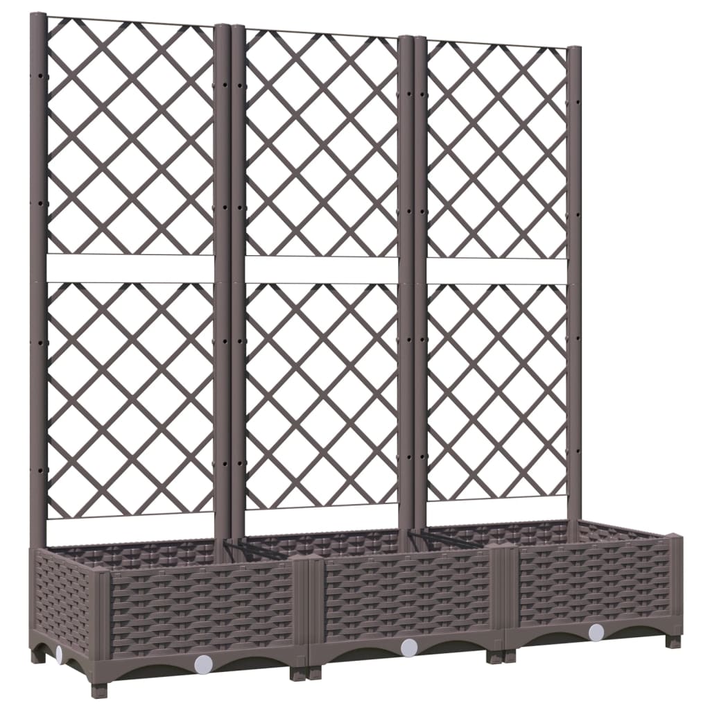 Plantenbak met latwerk 120x40x121,5 cm polypropeen bruin