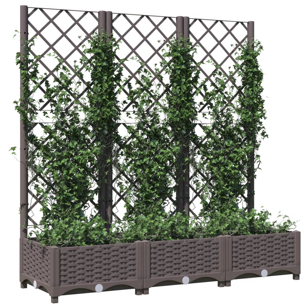 Plantenbak met latwerk 120x40x121,5 cm polypropeen bruin