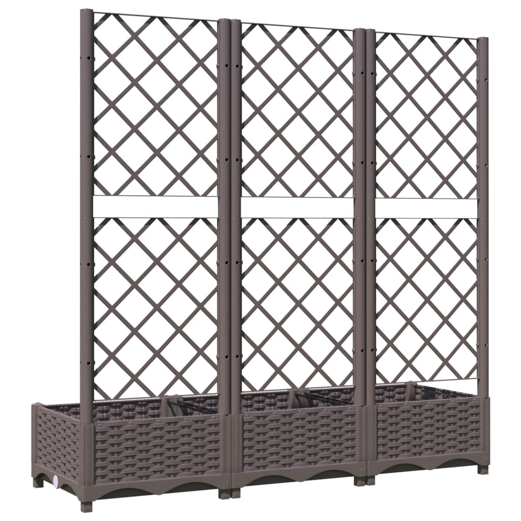 Plantenbak met latwerk 120x40x121,5 cm polypropeen bruin