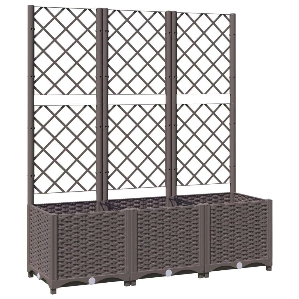 Plantenbak met latwerk 120x40x136 cm polypropeen bruin