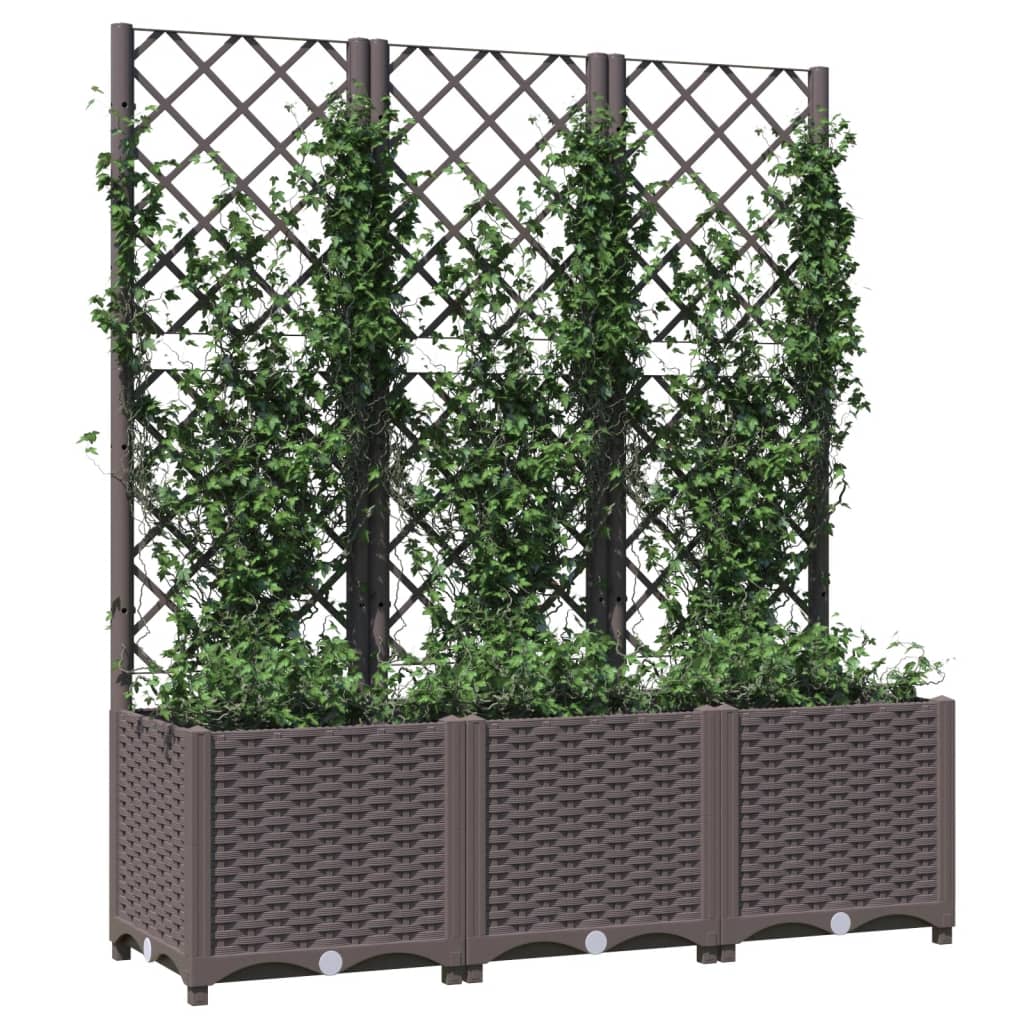 Plantenbak met latwerk 120x40x136 cm polypropeen bruin