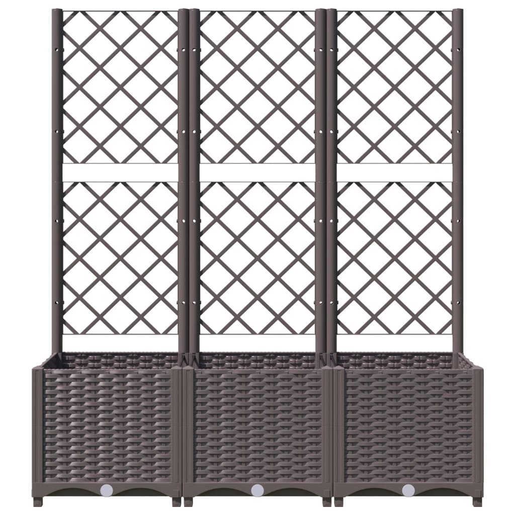 Plantenbak met latwerk 120x40x136 cm polypropeen bruin