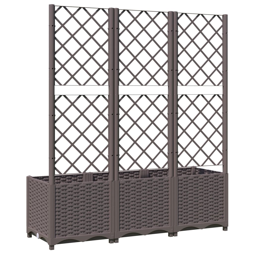 Plantenbak met latwerk 120x40x136 cm polypropeen bruin