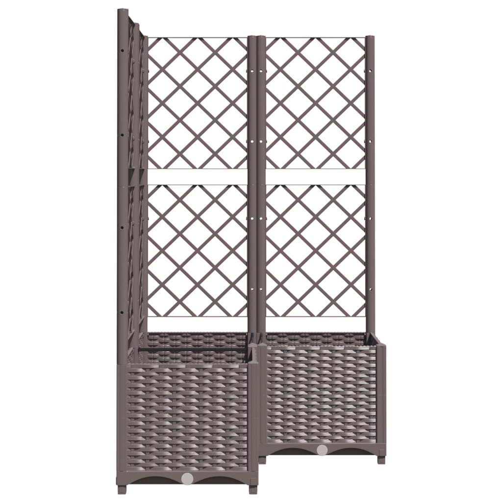 Plantenbak met latwerk 80x80x136 cm polypropeen bruin