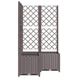 Plantenbak met latwerk 80x80x136 cm polypropeen bruin