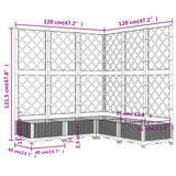 Plantenbak met latwerk 120x120x121,5 cm polypropeen bruin