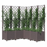 Plantenbak met latwerk 120x120x136 cm polypropeen bruin