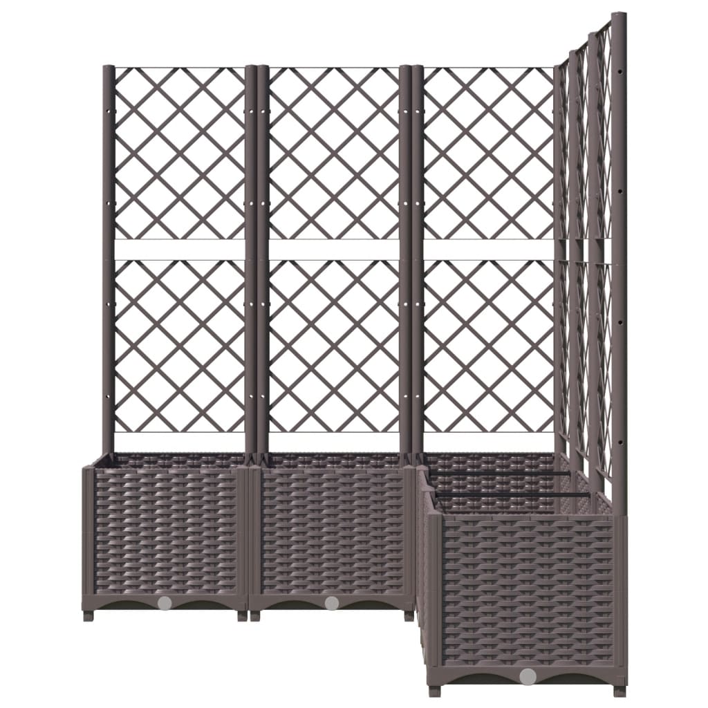 Plantenbak met latwerk 120x120x136 cm polypropeen bruin