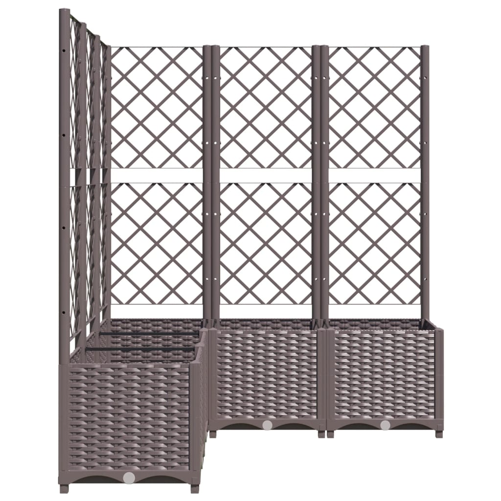 Plantenbak met latwerk 120x120x136 cm polypropeen bruin