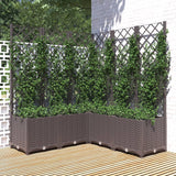 Plantenbak met latwerk 120x120x136 cm polypropeen bruin