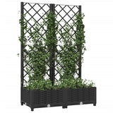 Plantenbak met latwerk 80x40x121,5 cm polypropeen zwart