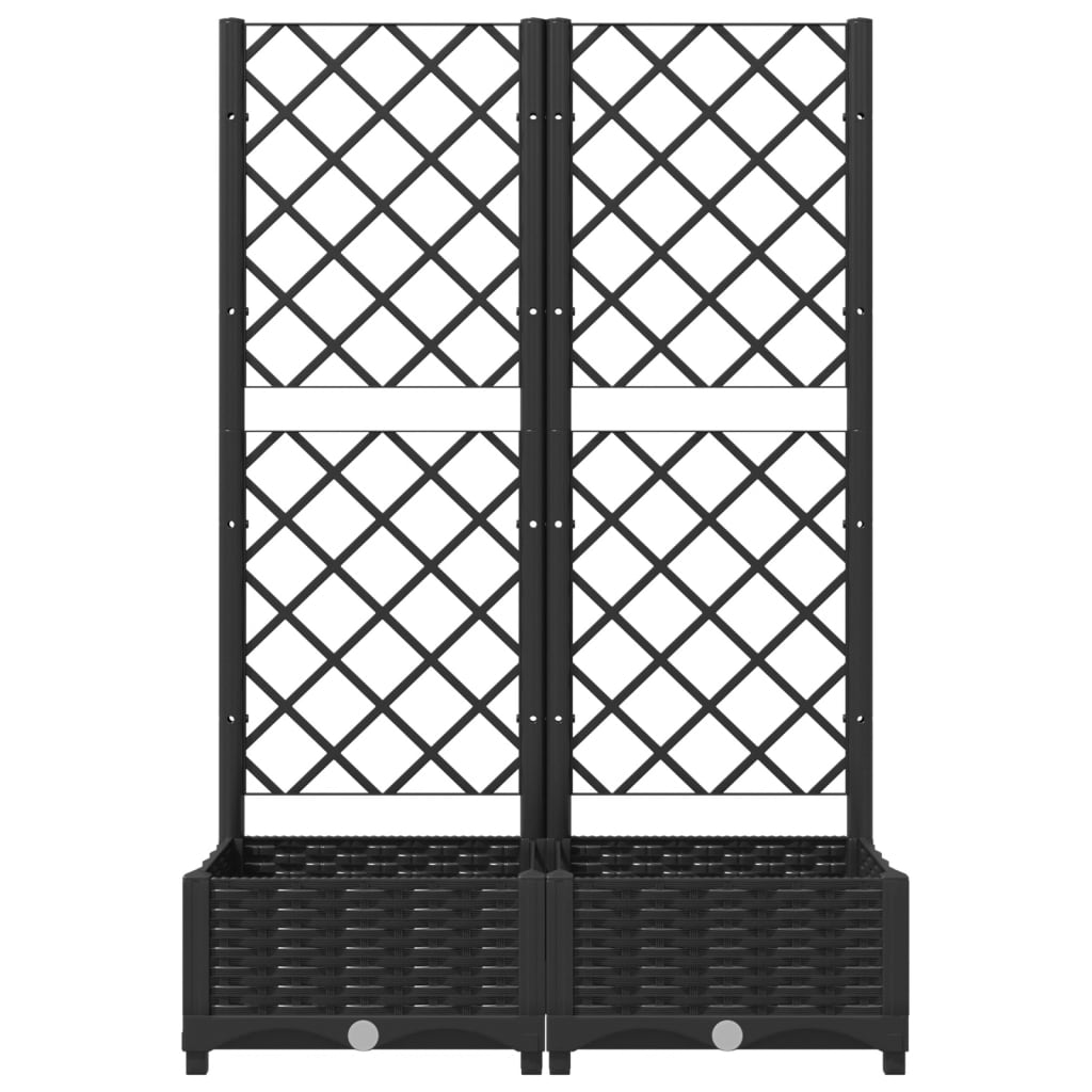 Plantenbak met latwerk 80x40x121,5 cm polypropeen zwart