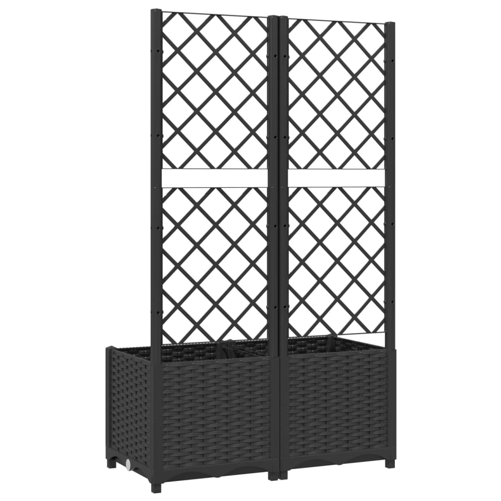 Plantenbak met latwerk 80x40x136 cm polypropeen zwart