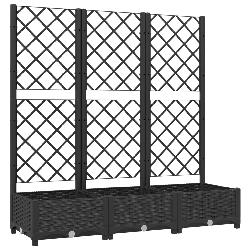 Plantenbak met latwerk 120x40x121,5 cm polypropeen zwart