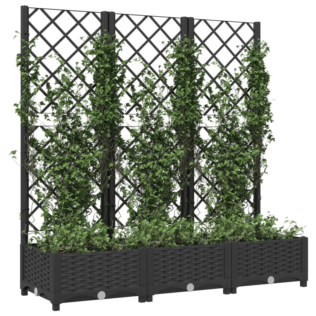 Plantenbak met latwerk 120x40x121,5 cm polypropeen zwart