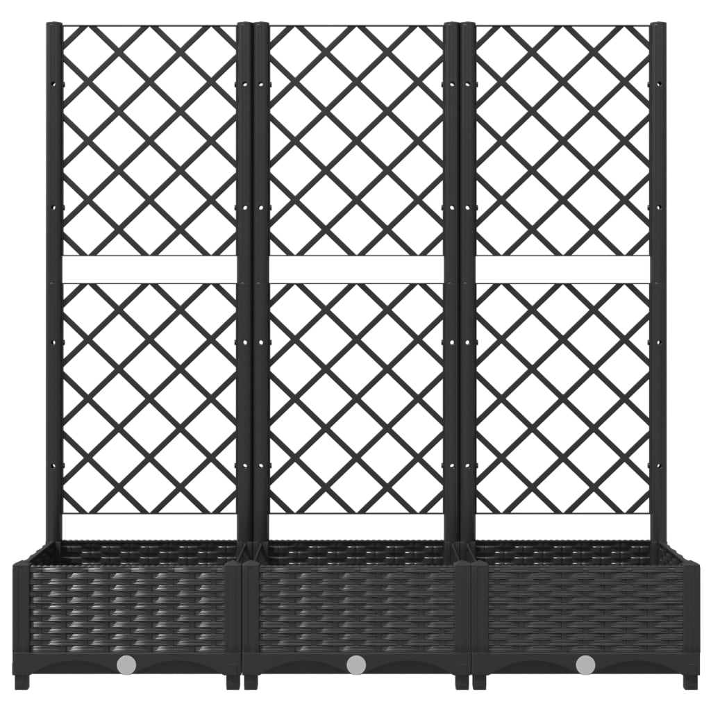 Plantenbak met latwerk 120x40x121,5 cm polypropeen zwart