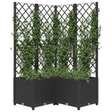 Plantenbak met latwerk 80x80x136 cm polypropeen zwart