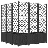 Plantenbak met latwerk 120x120x136 cm polypropeen zwart