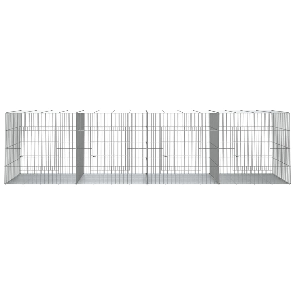 Konijnenkooi met 4 panelen 217x79x54 cm gegalvaniseerd ijzer