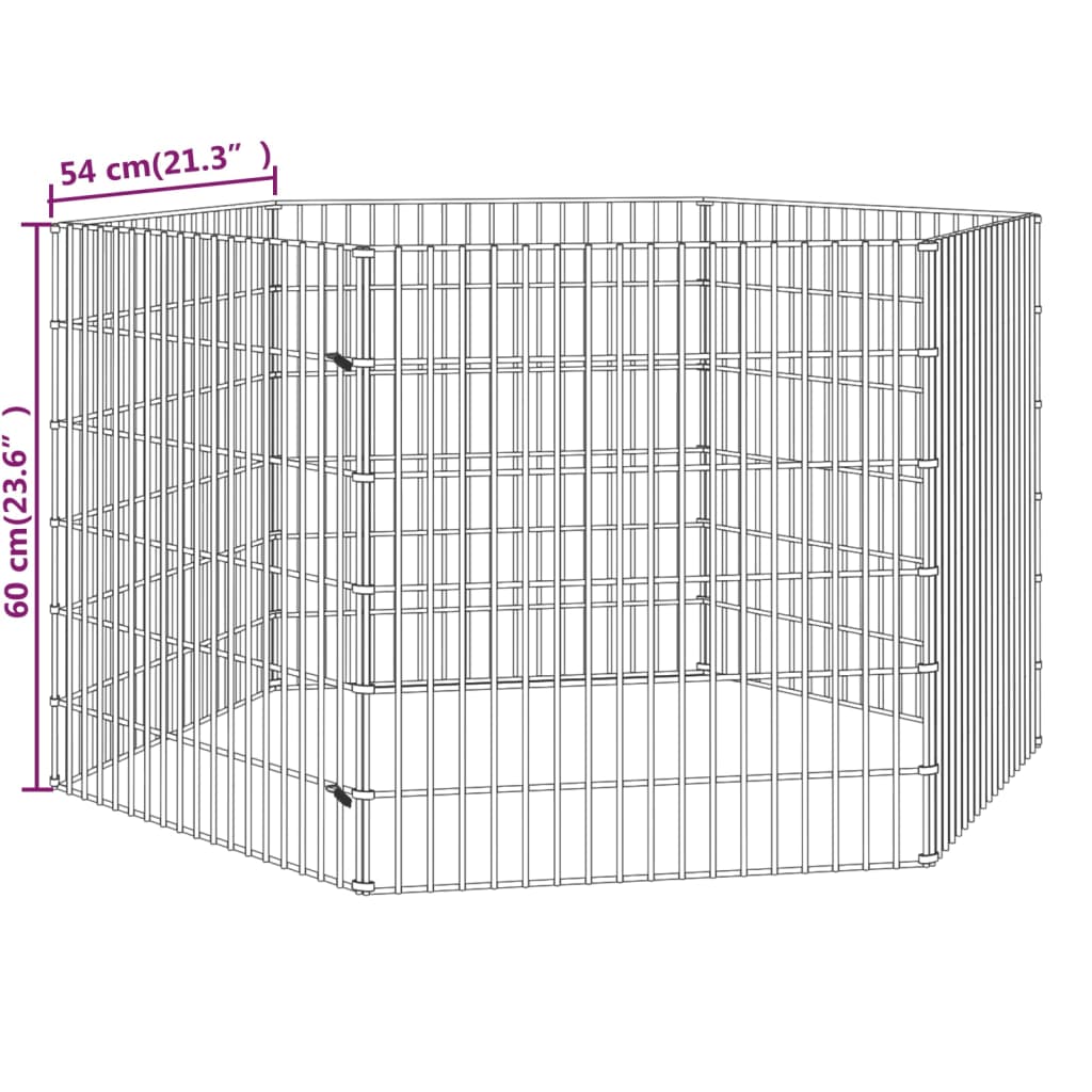 Dierenverblijf 6 panelen 54x60 cm gegalvaniseerd ijzer