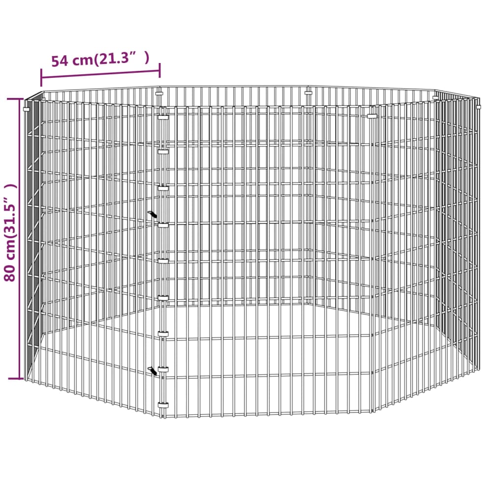 Dierenverblijf 8 panelen 54x80 cm gegalvaniseerd ijzer