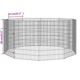 Dierenverblijf 10 panelen 54x80 cm gegalvaniseerd ijzer