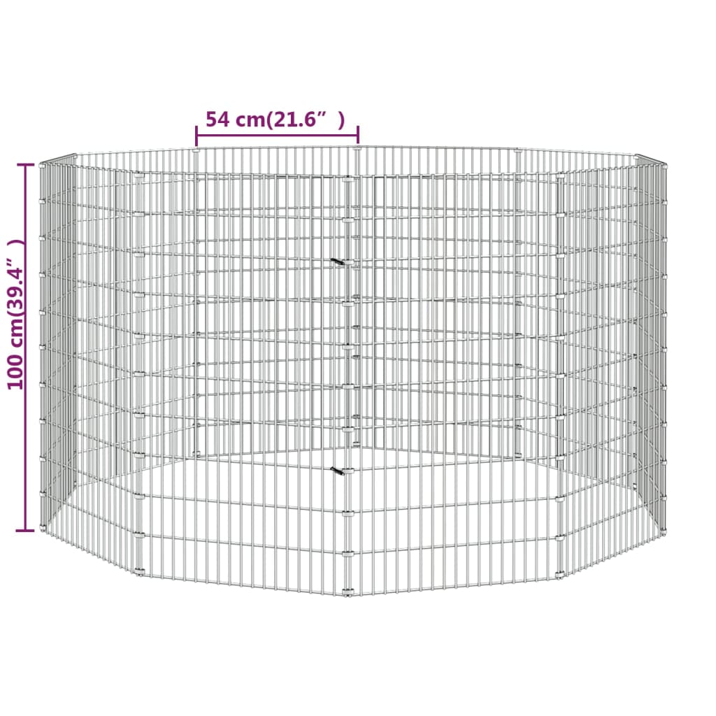 Dierenverblijf 10 panelen 54x100 cm gegalvaniseerd ijzer