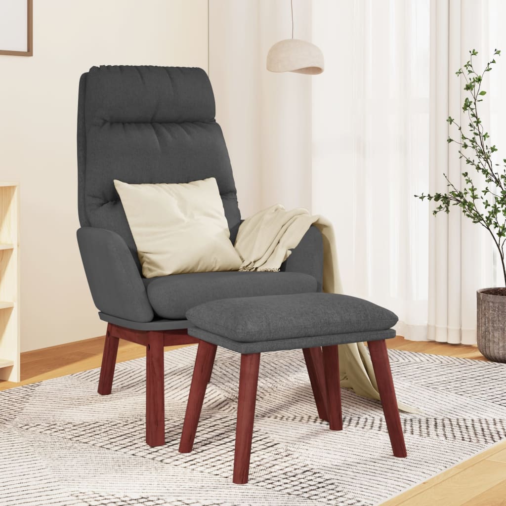 Relaxstoel met voetenbank stof donkergrijs