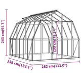 Broeikas met basisframe 9,53 m² aluminium antracietkleurig