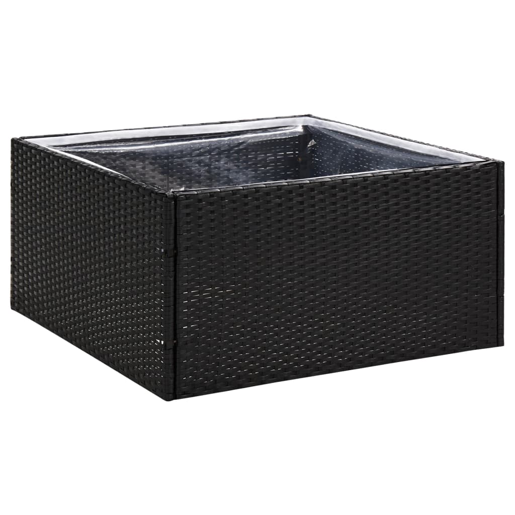 Plantenbak 80x80x40 cm poly rattan zwart