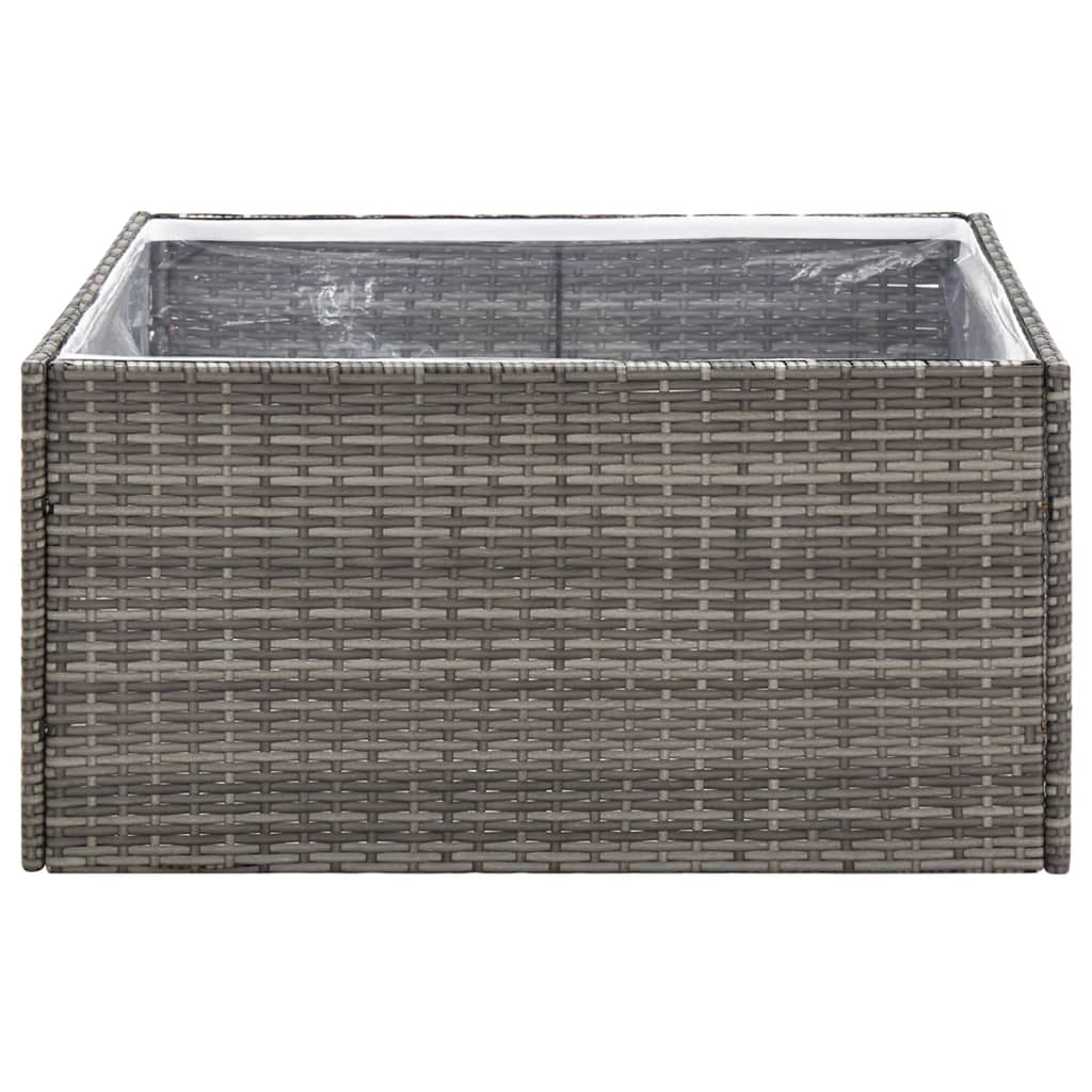 Plantenbak 80x80x40 cm poly rattan grijs