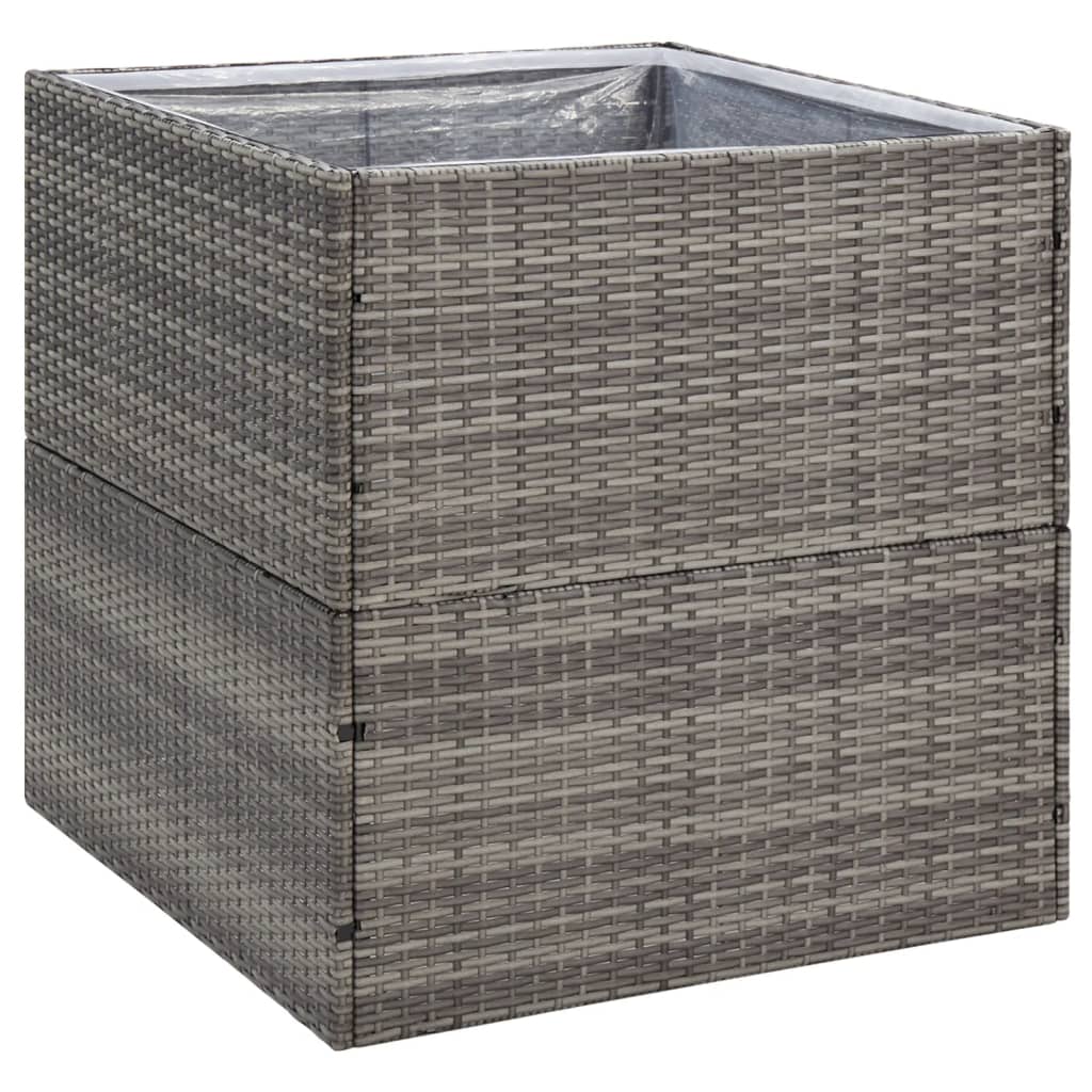 Plantenbak 80x80x80 cm poly rattan grijs