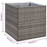 Plantenbak 80x80x80 cm poly rattan grijs