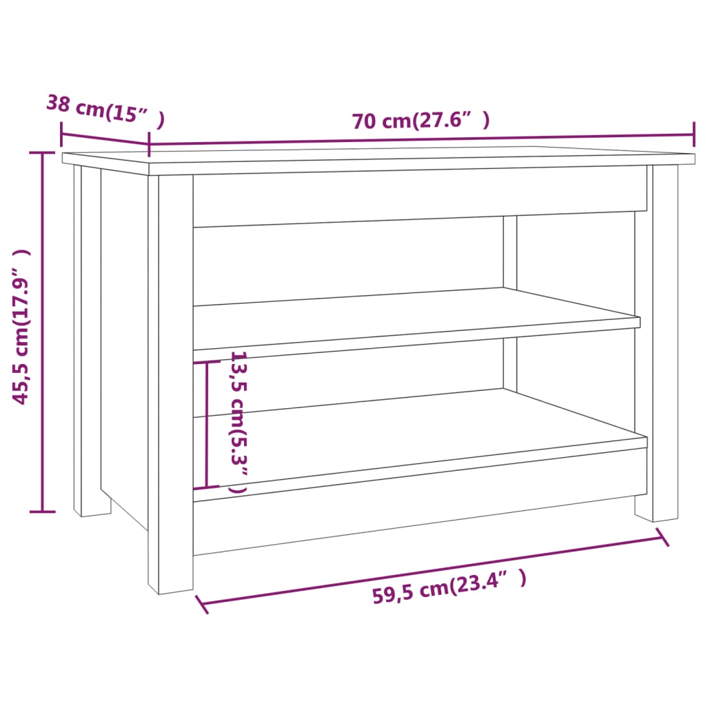 Schoenenbank 70x38x45,5 cm massief grenenhout - AllerleiShop