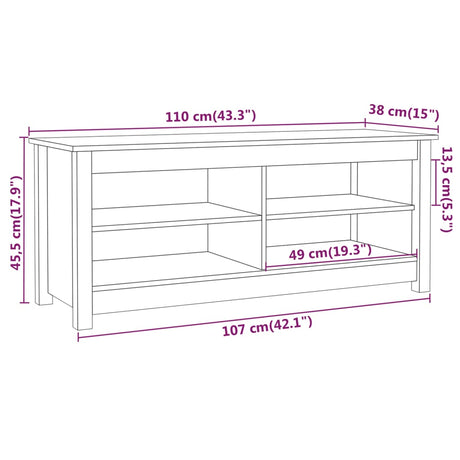 Schoenenbank 110x38x45,5 cm massief grenenhout - AllerleiShop