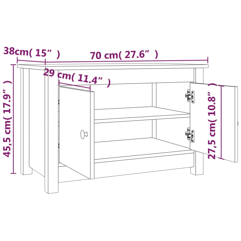 Schoenenkast 70x38x45,5 cm massief grenenhout - AllerleiShop