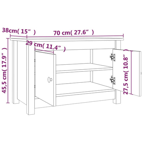 Schoenenkast 70x38x45,5 cm massief grenenhout wit - AllerleiShop